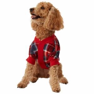 Eddie Bauer Pet Dog Holiday Red Plaid Flannel PJ Outfit Size Small